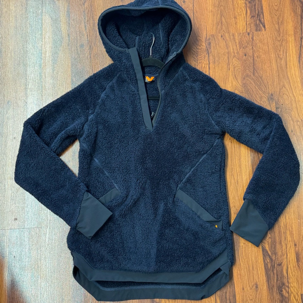 Orage Navy Blue Sherpa Fleece Hoodie